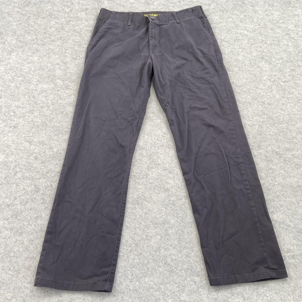 Lee Extreme Motion Pants Mens 34x32 (34x30) Gray Straight Tapered Chino